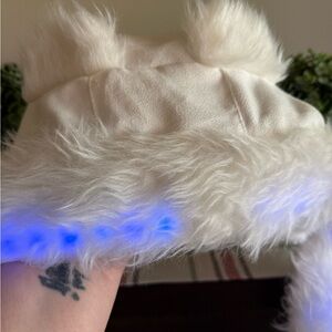 Furry White Hat with LED Lights